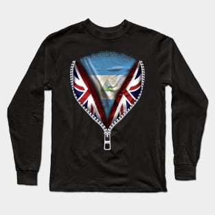 Nicaraguan Flag  Nicaragua Flag zipped British Flag - Gift for Nicaraguan From Nicaragua Long Sleeve T-Shirt